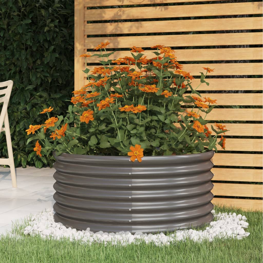 Vaso/floreira de jardim aço galvanizado 80x80x36 cm cinza