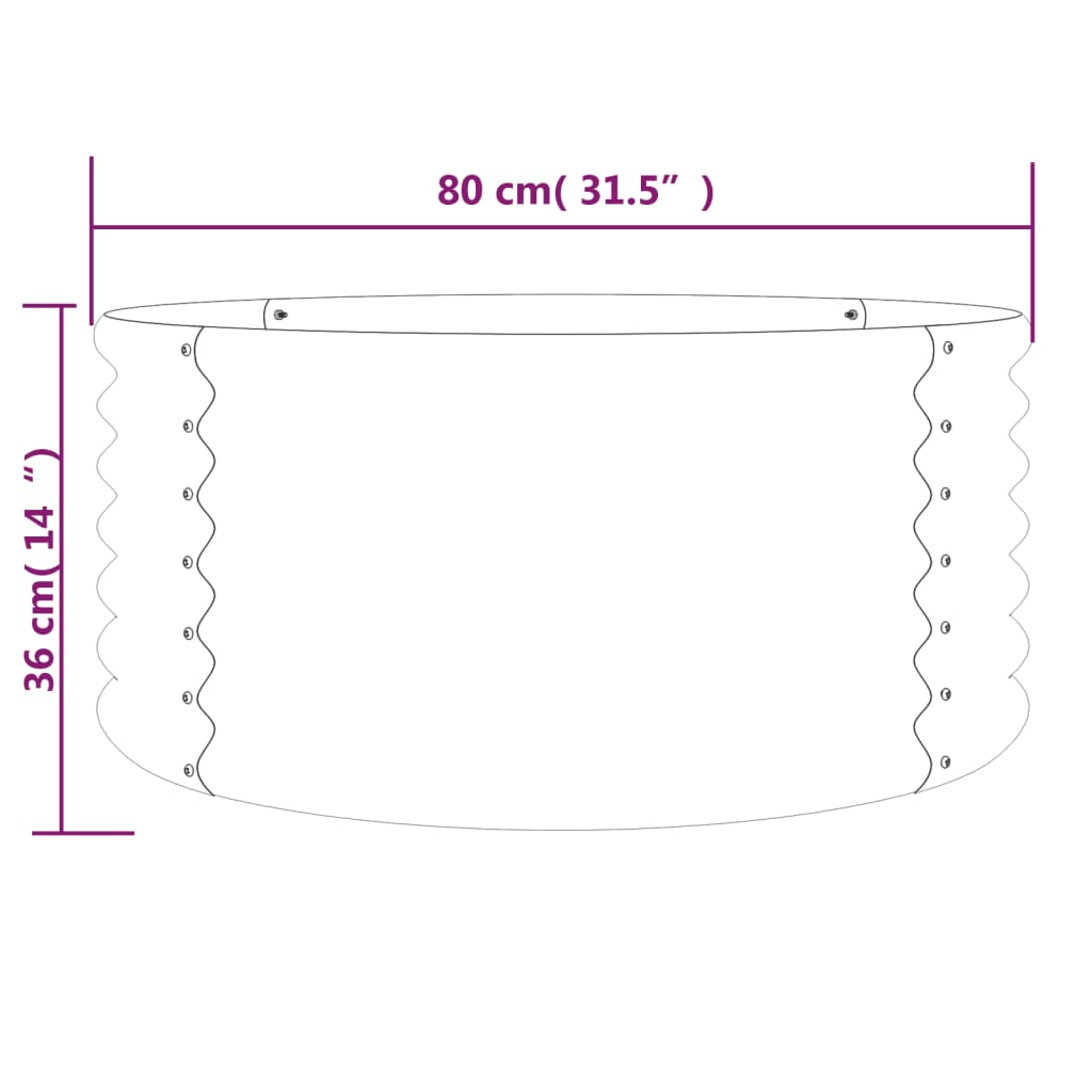 Vaso/floreira de jardim aço galvanizado 80x80x36 cm cinza