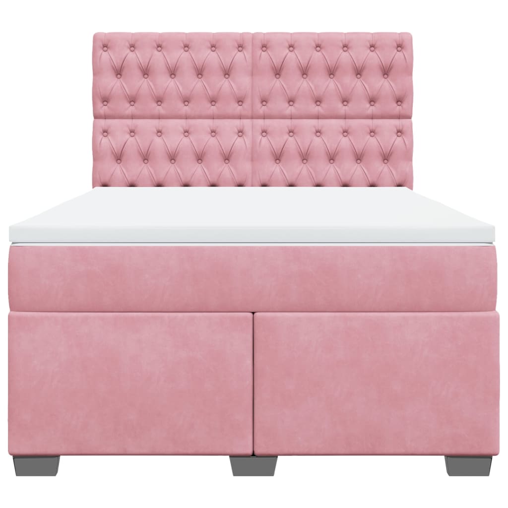 Cama com molas/colchão 140x190 cm veludo rosa