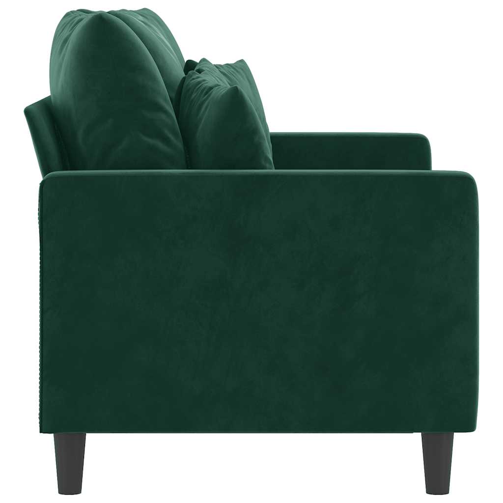 Sofá de 2 lugares 120 cm veludo verde-escuro