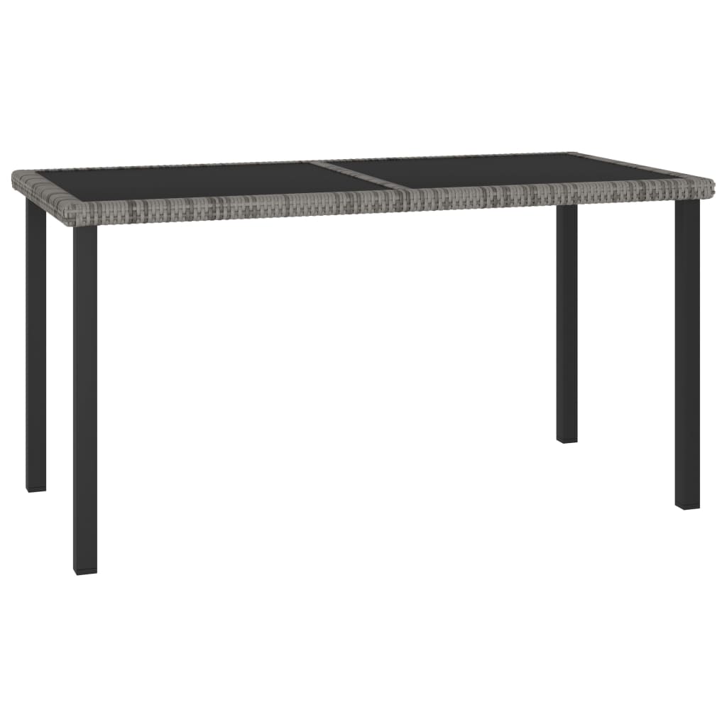7 Pcs conjunto de jantar para jardim vime PE cinzento