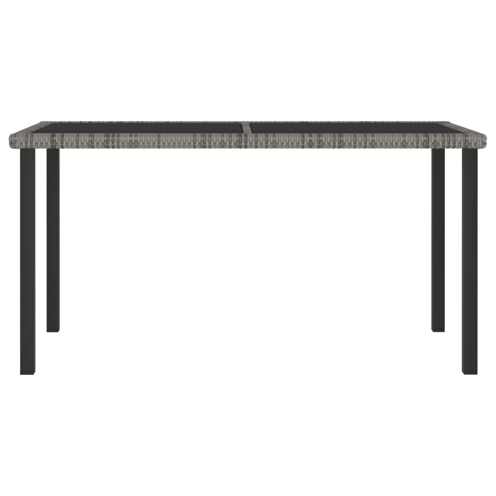 7 Pcs conjunto de jantar para jardim vime PE cinzento