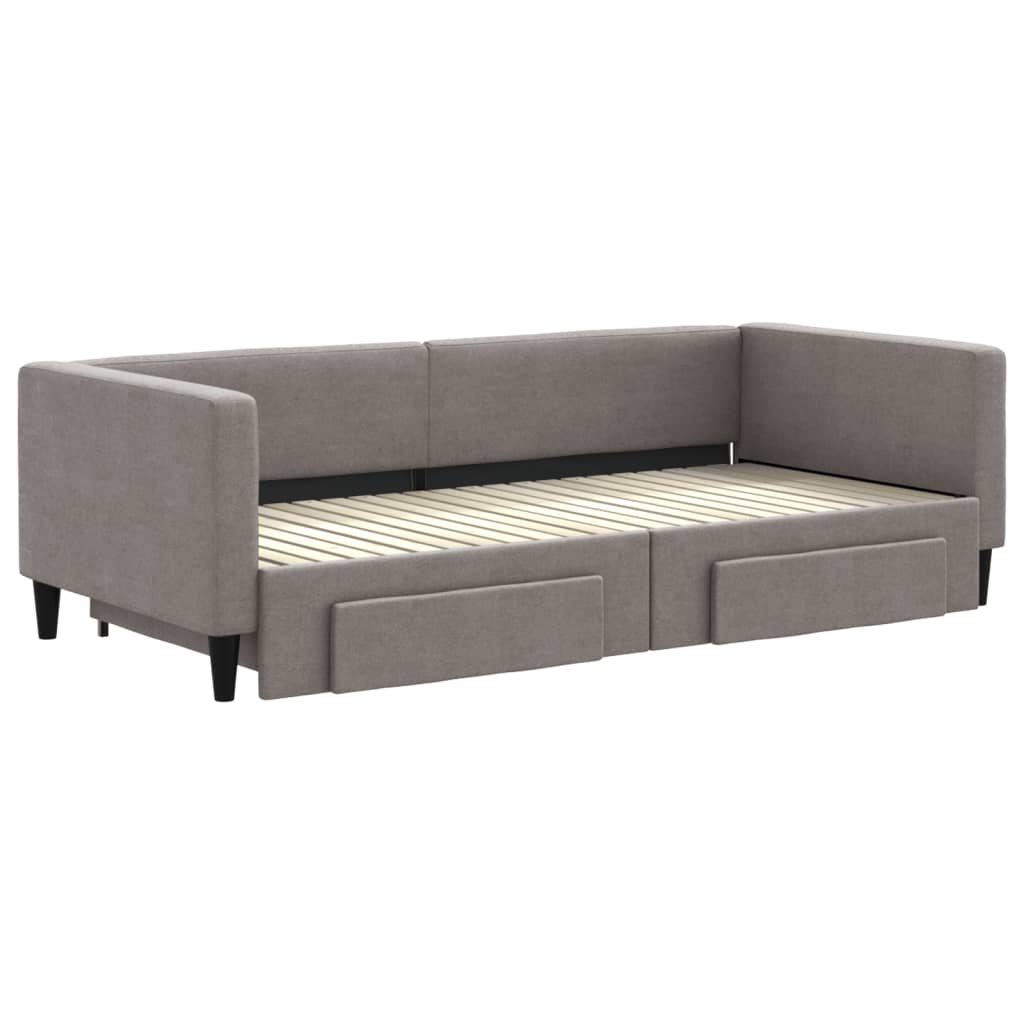 Sofá-cama c/ gavetão/gavetas 90x200 cm tecido cinza-acastanhado