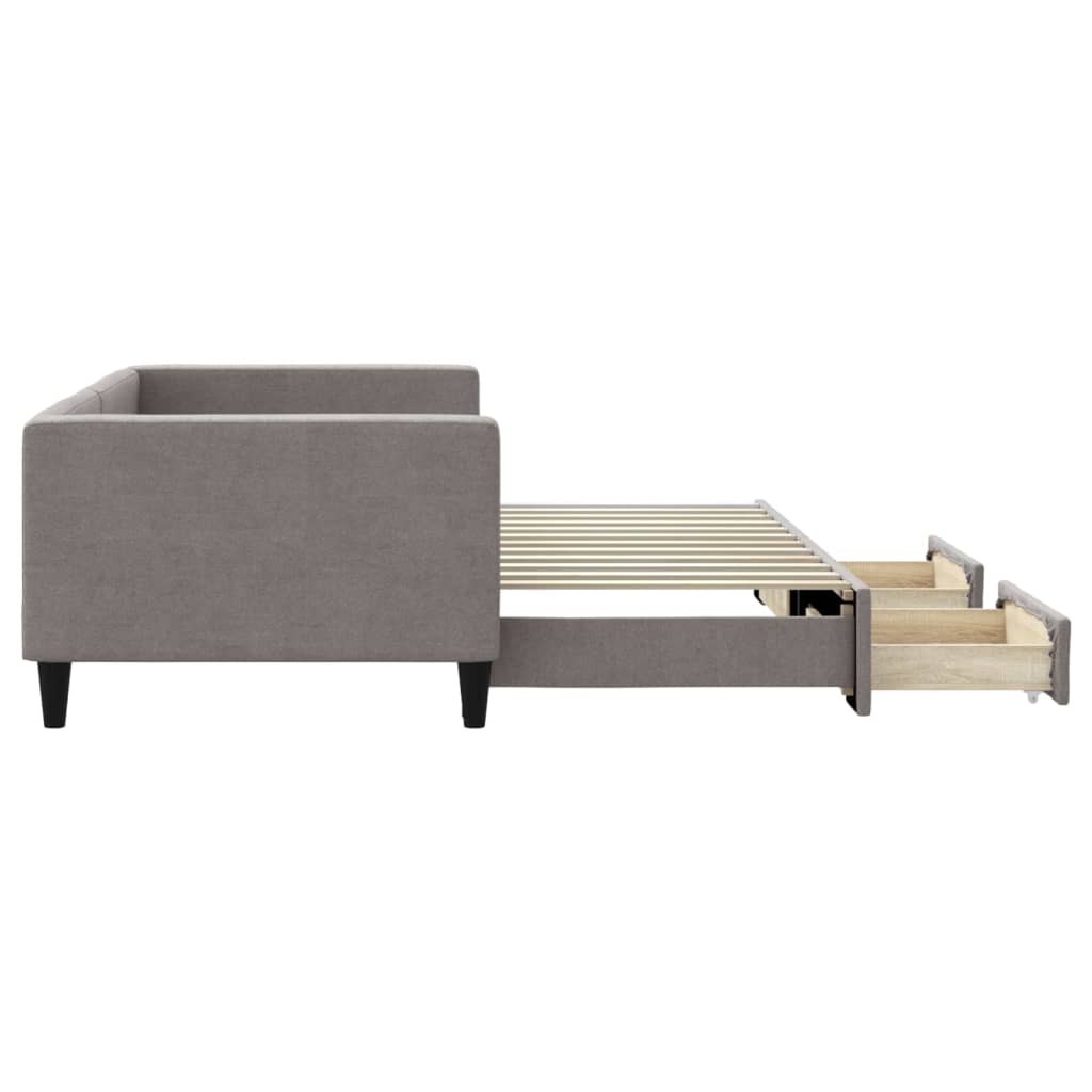 Sofá-cama c/ gavetão/gavetas 90x200 cm tecido cinza-acastanhado