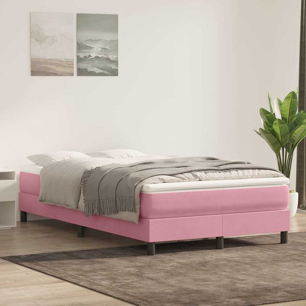 Box cama de primavera sem colchão rosa 120x210 cm veludo
