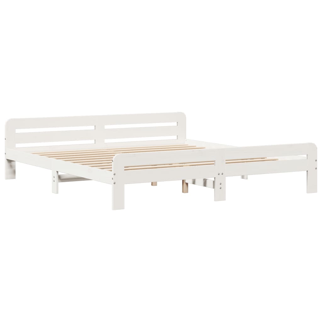 Cama sem colchão 200x200 cm madeira de pinho maciça branco