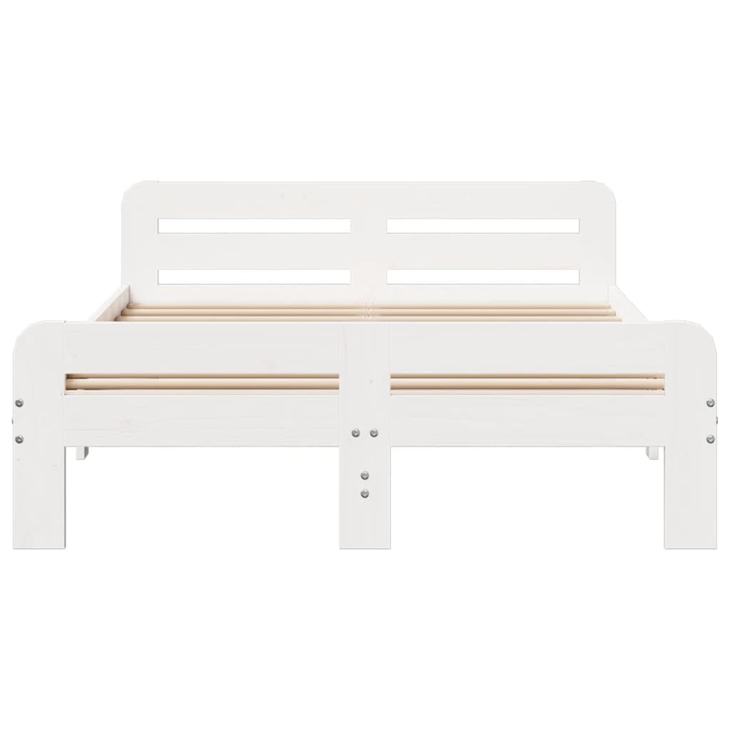 Cama sem colchão 200x200 cm madeira de pinho maciça branco