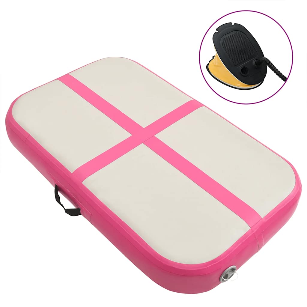 Colchão de ginástica insuflável c/ bomba 60x100x15 cm PVC rosa