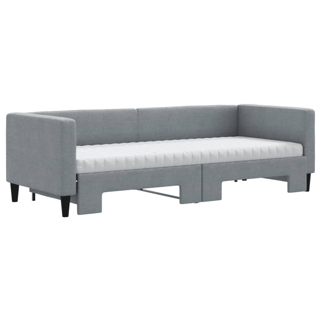 Sofá-cama c/ gavetão e colchões 80x200 cm tecido cinzento-claro