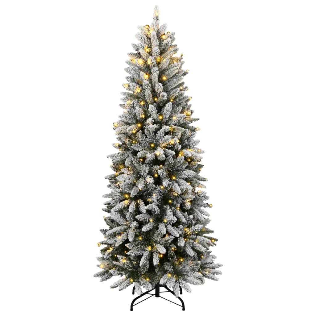 Árvore natal artificial c/ 300 luzes LED e flocos de neve 180cm