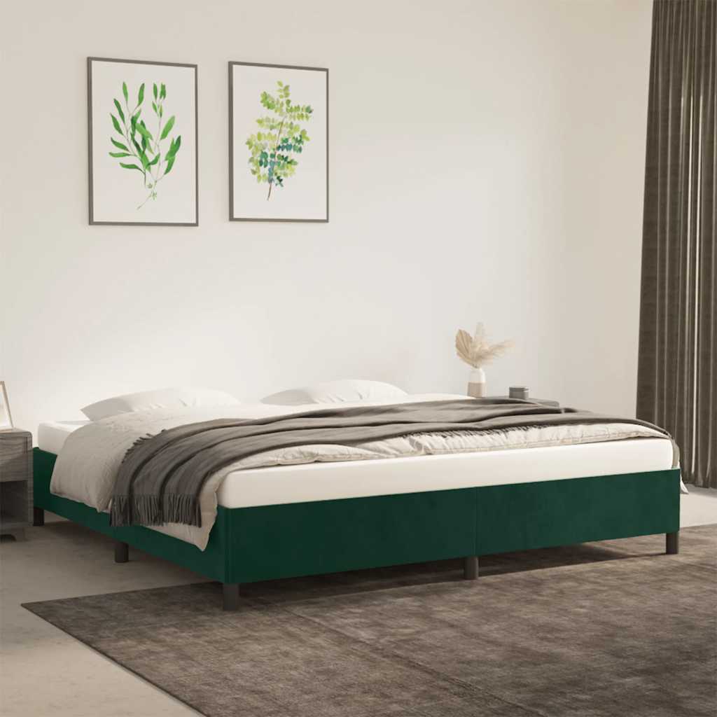 Estrutura de cama sem colchão 200x200 cm veludo verde-escuro