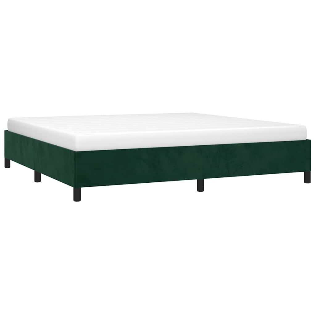 Estrutura de cama sem colchão 200x200 cm veludo verde-escuro