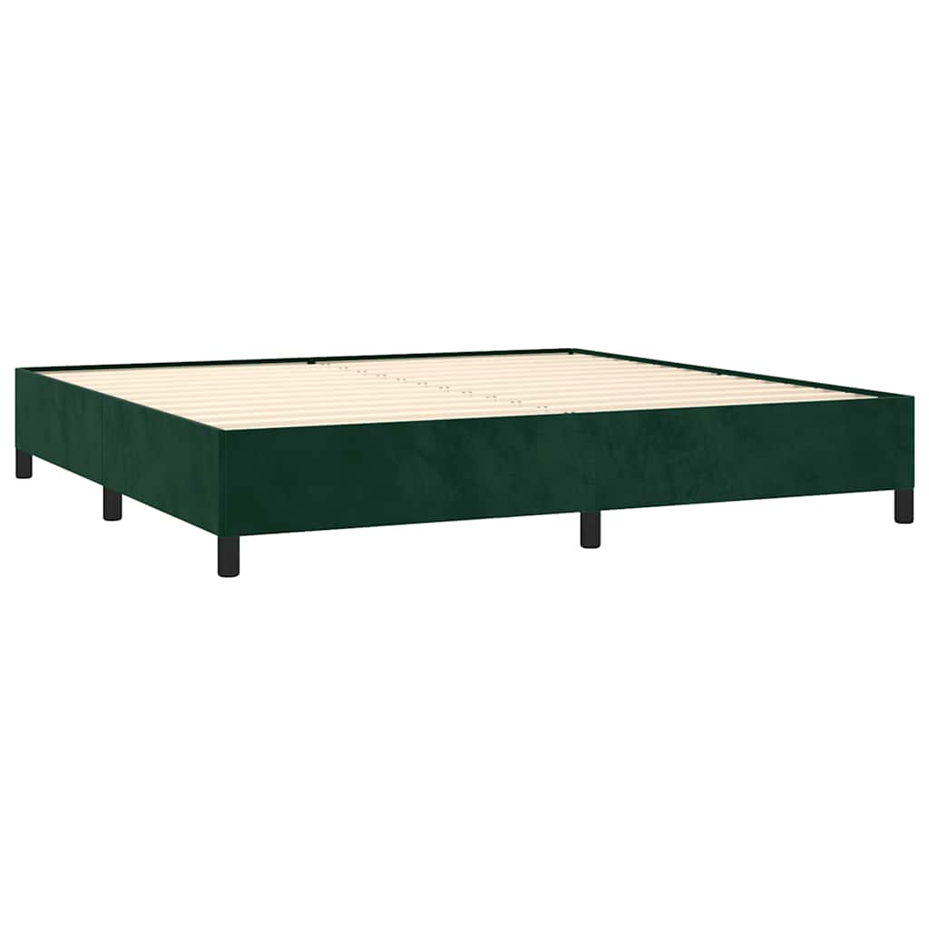 Estrutura de cama sem colchão 200x200 cm veludo verde-escuro