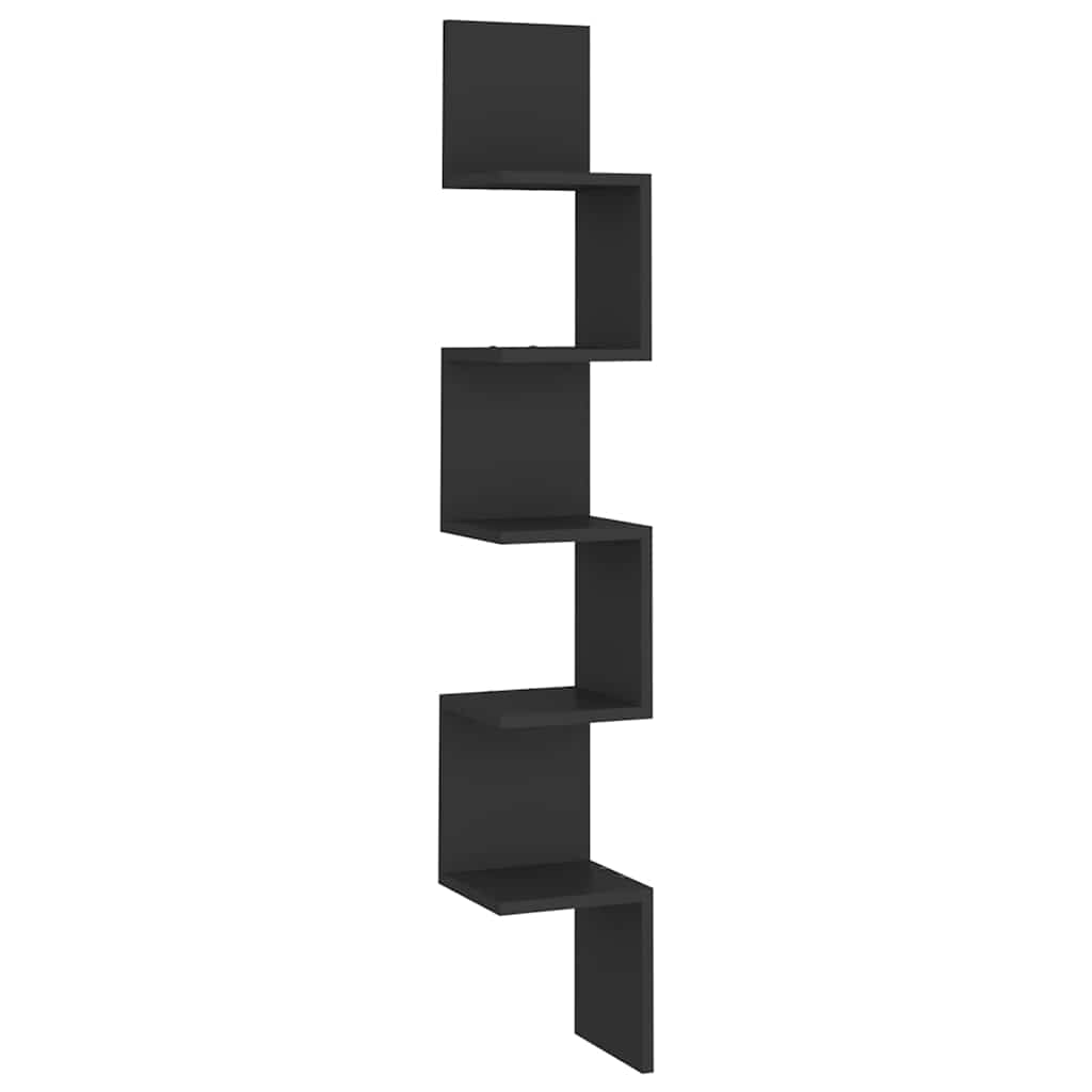 Estante de canto p/ parede 20x20x127,5 cm deriv. madeira preto