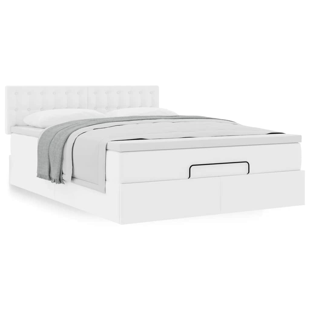 Estrutura de cama otomana com colchão 140x190 cm branca