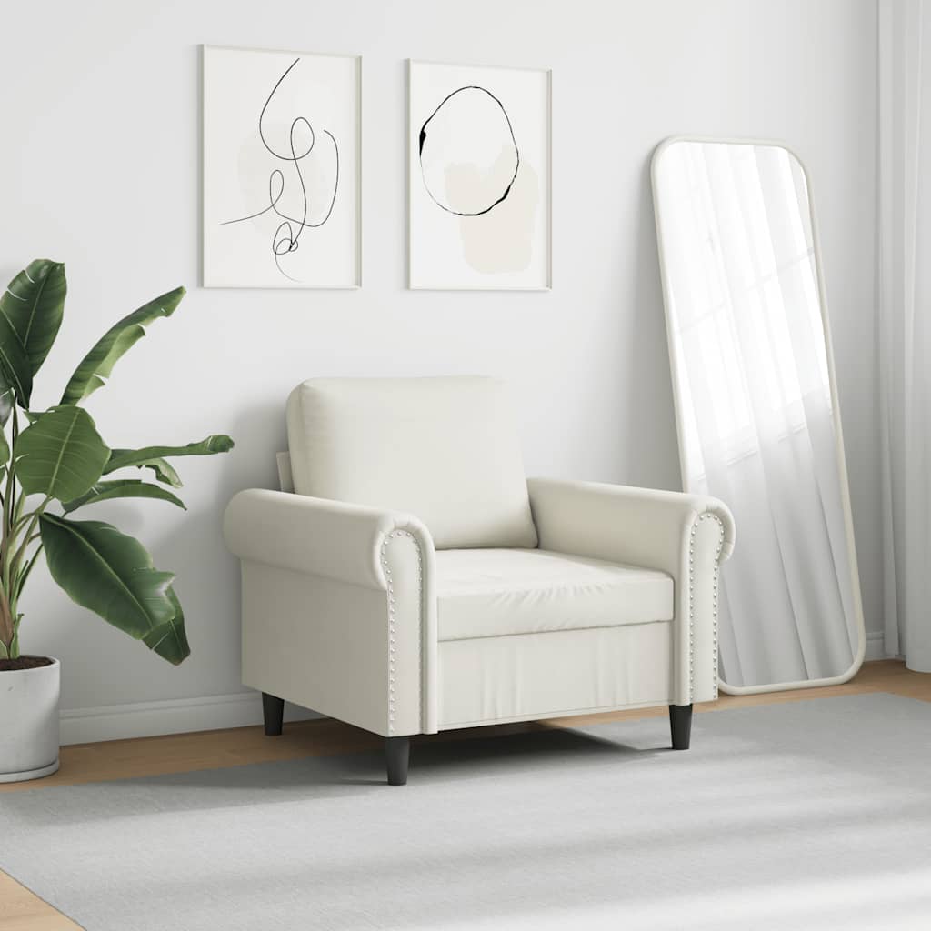 Poltrona 60 cm veludo cor creme