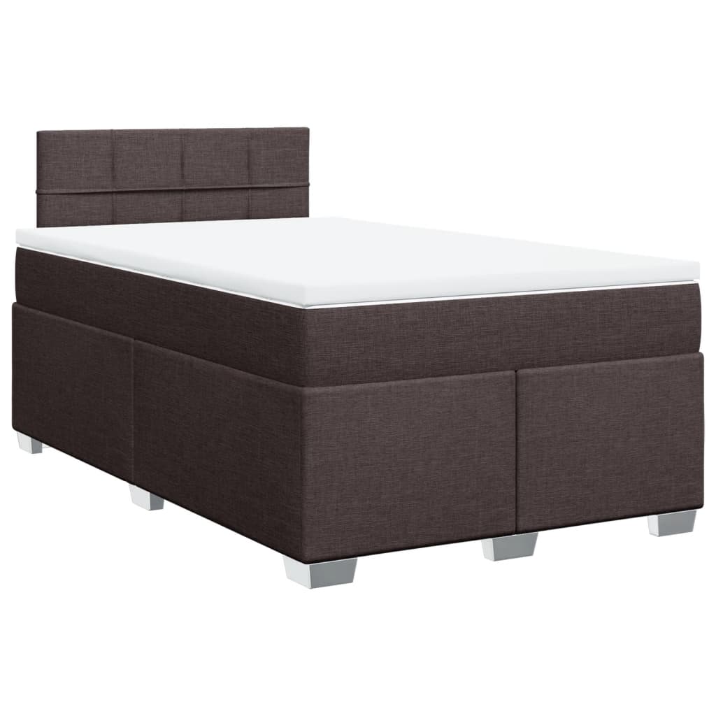 Cama boxspring com colchão 120x190 cm tecido castanho-escuro
