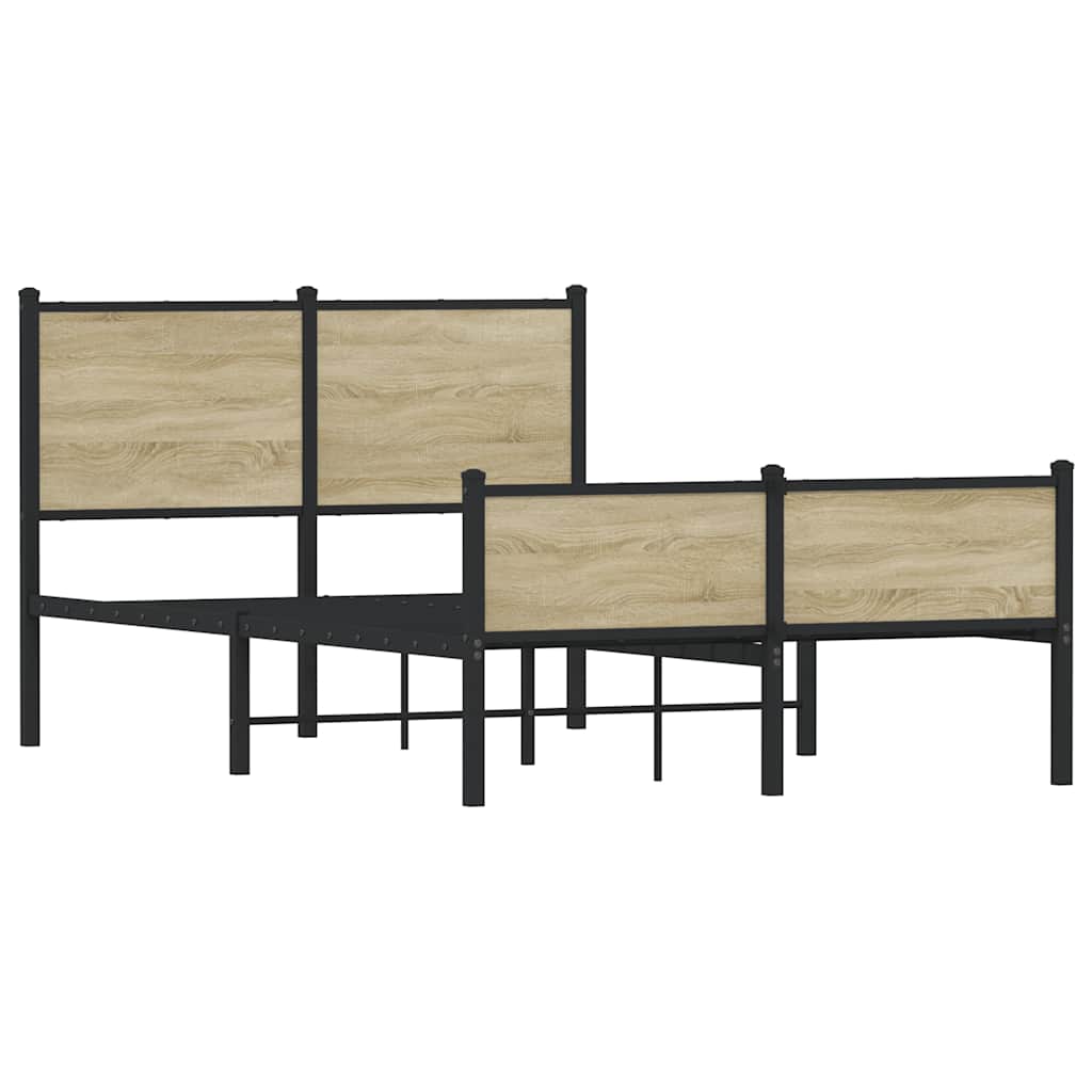 Estrutura de cama sem colchão 120x200 cm metal carvalho sonoma