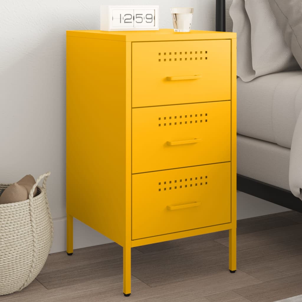 Mesa de cabeceira 36x39x68 cm aço amarelo mostarda