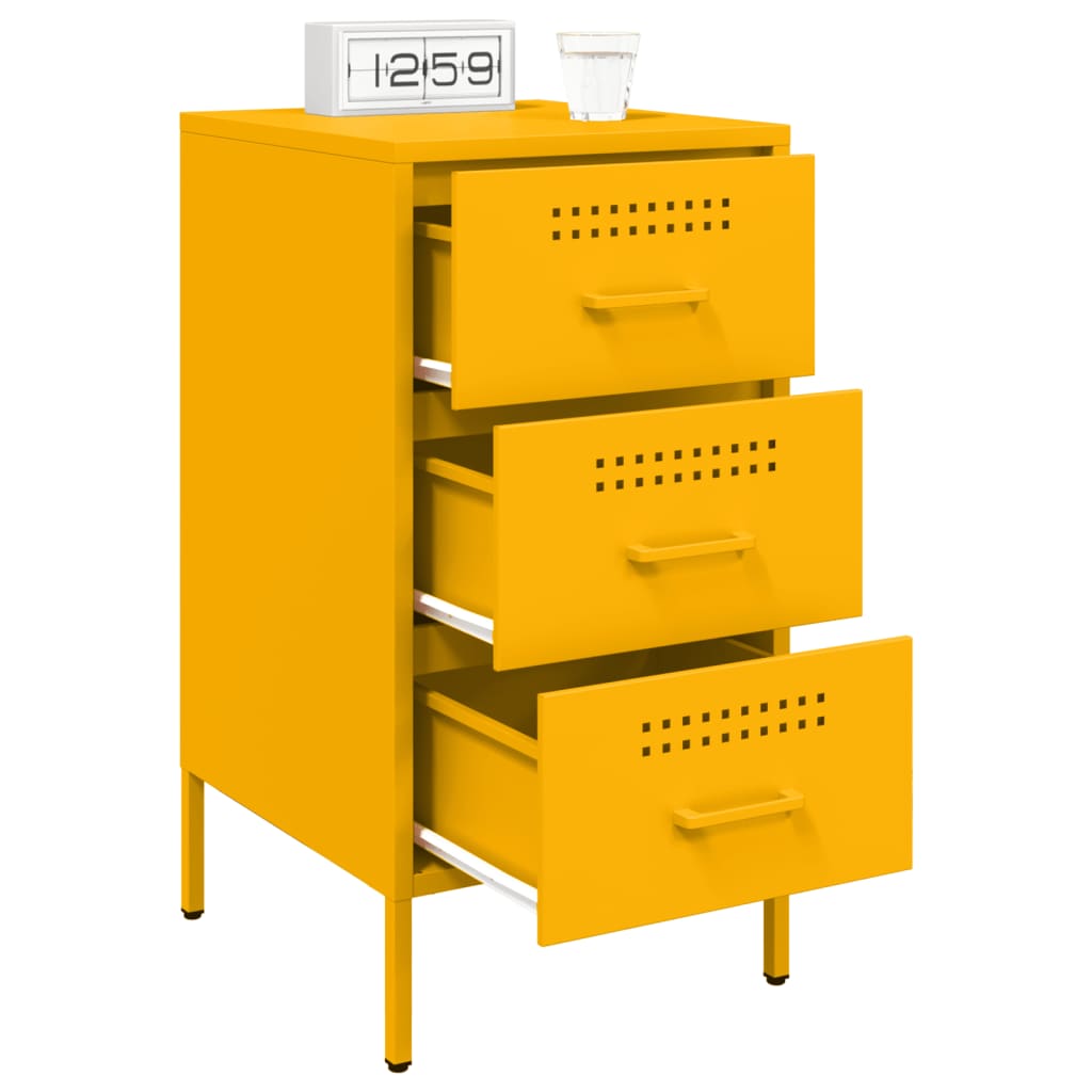 Mesa de cabeceira 36x39x68 cm aço amarelo mostarda