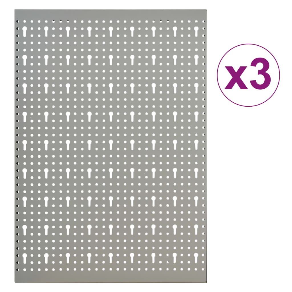 Placas perfuradas de parede 3 pcs 40x58 cm aço