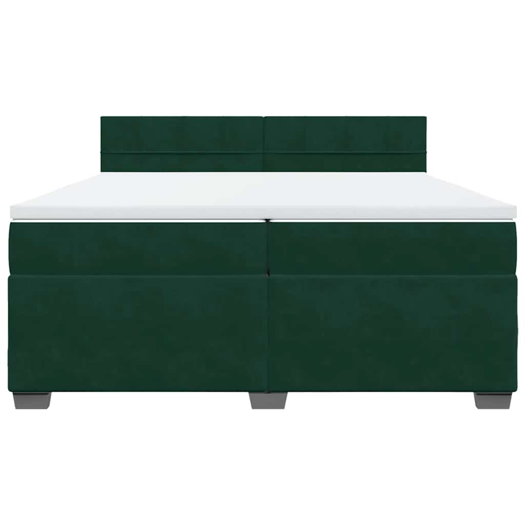Cama com molas/colchão 200x200 cm veludo verde-escuro