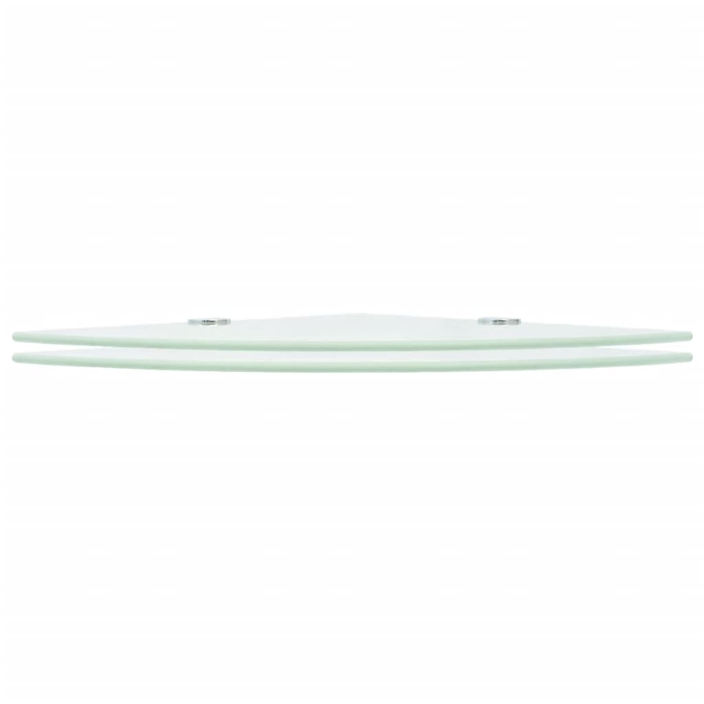 Prateleiras canto 2 pcs suportes cromados 35x35cm vidro branco