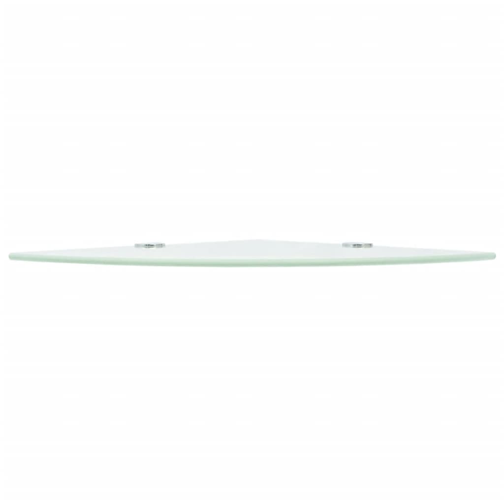 Prateleiras canto 2 pcs suportes cromados 35x35cm vidro branco