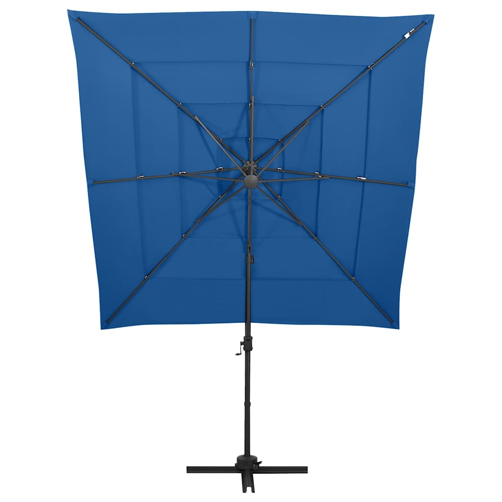 Guarda-sol 4 camadas com poste alumínio 250x250 cm azul ciano