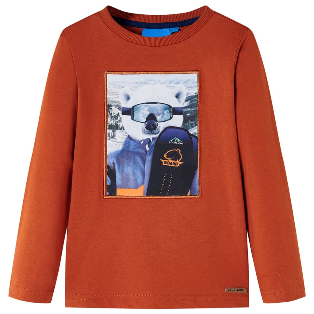 T-shirt de manga comprida para criança ferrugem-claro 116