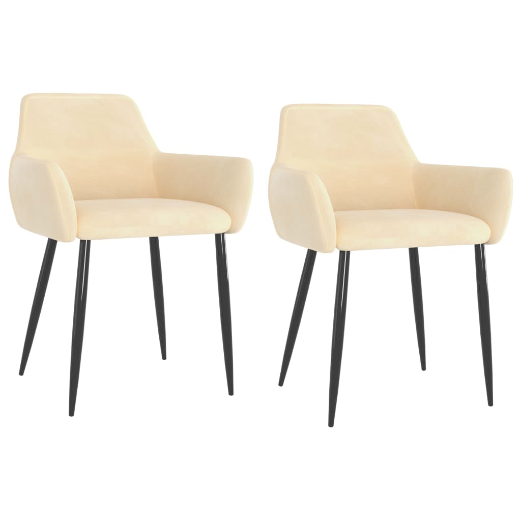 Cadeiras de jantar 2 pcs veludo cor creme