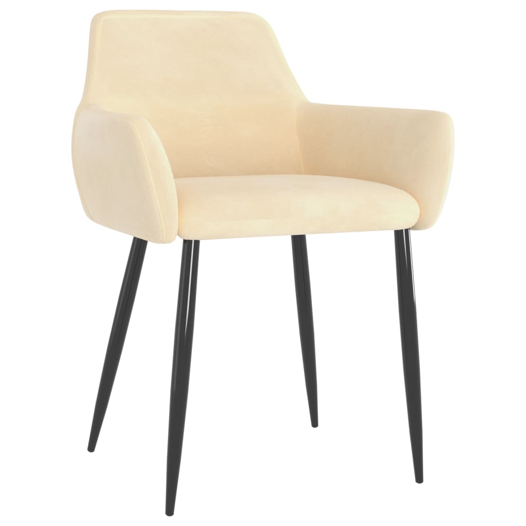 Cadeiras de jantar 2 pcs veludo cor creme