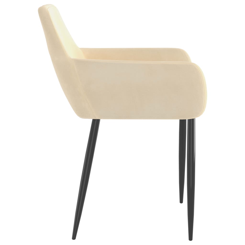 Cadeiras de jantar 2 pcs veludo cor creme