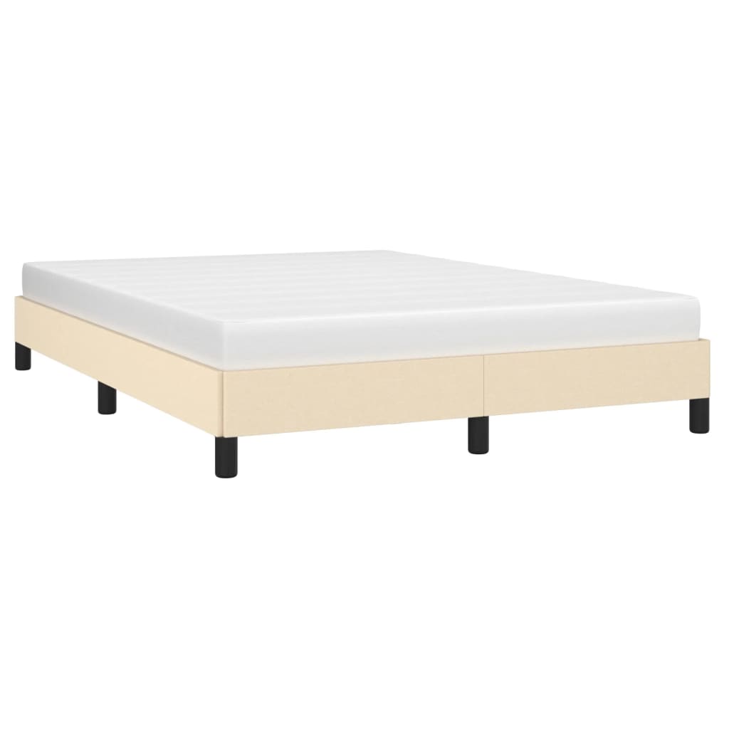Estrutura de cama sem colchão 140x190 cm tecido cor creme
