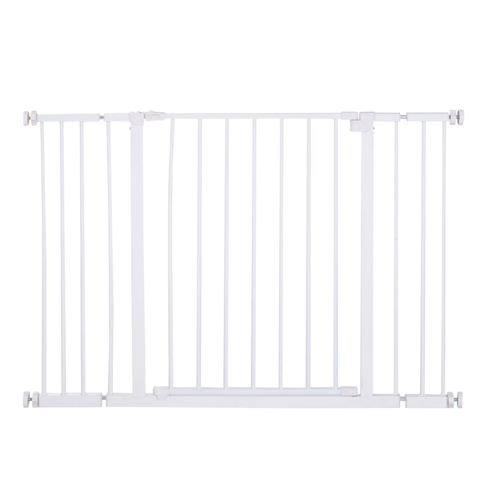 Barreira de segurança para animais de estimação extensível para escadas e portas barreira de segurança para cães 76-107x76 cm branco