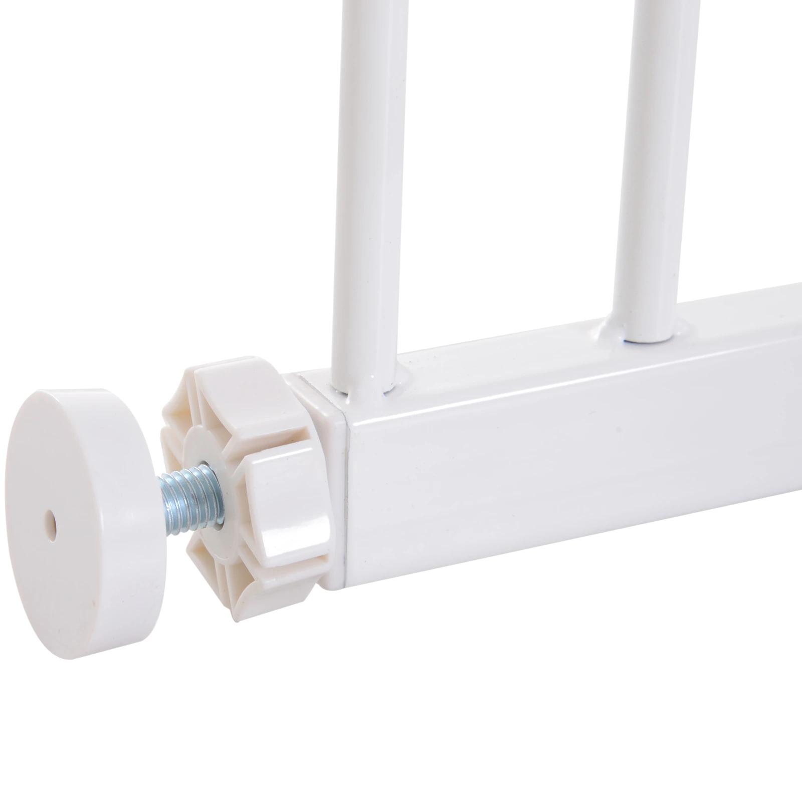Barreira de segurança para animais de estimação extensível para escadas e portas barreira de segurança para cães 76-107x76 cm branco