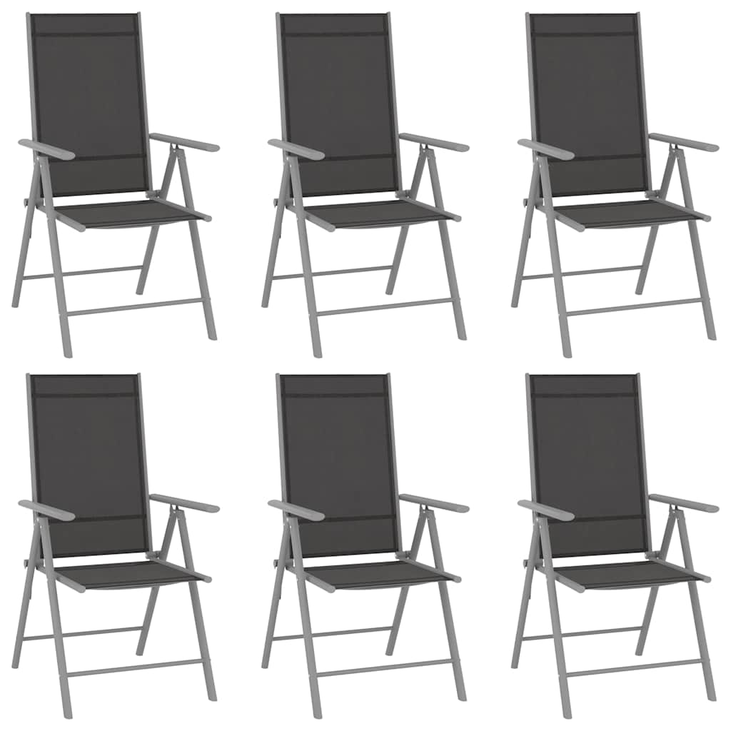 7 Pcs conjunto de jantar para jardim alumínio prateado e preto