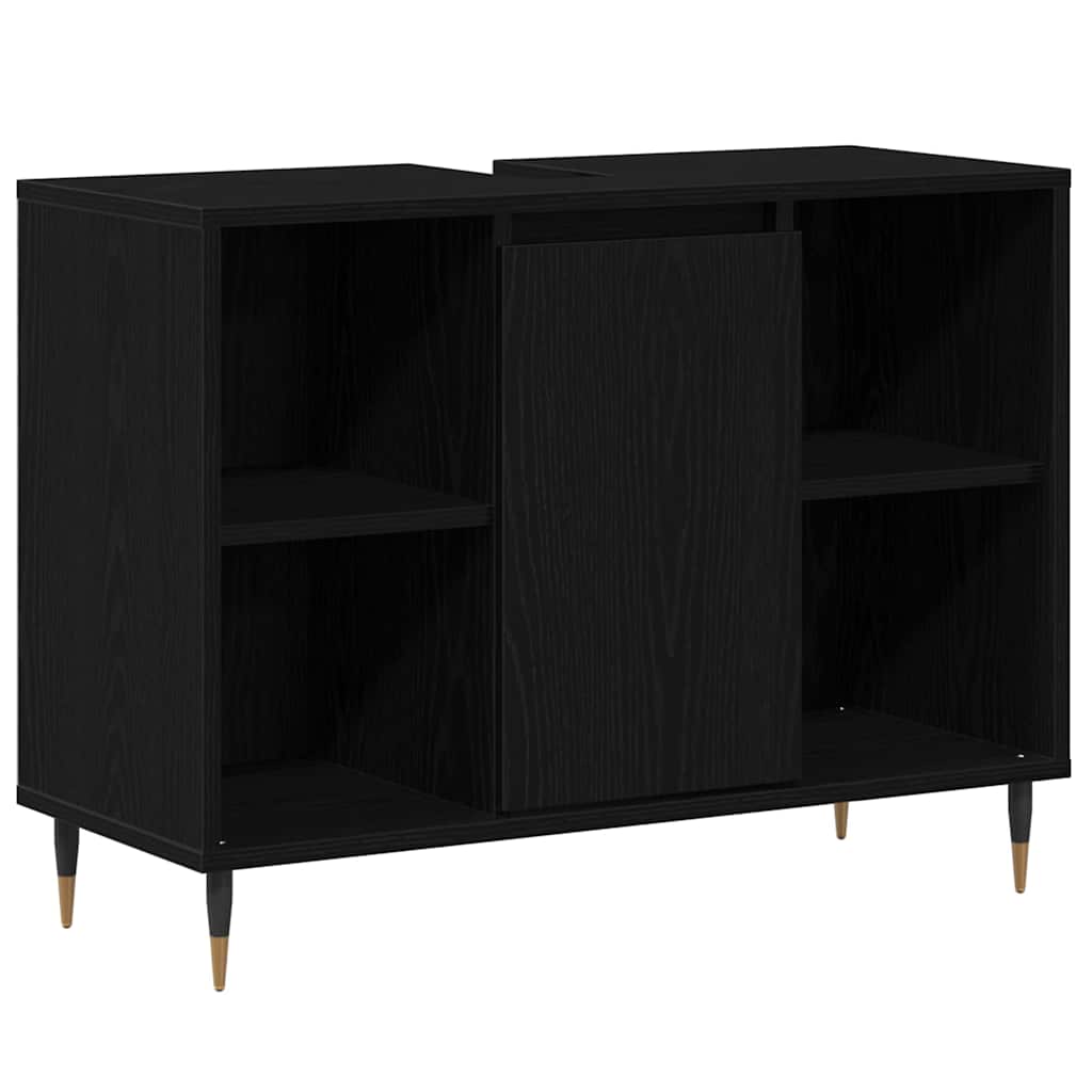 Armário de banheiro preto 80 x 33 x 60 cm derivados de madeira
