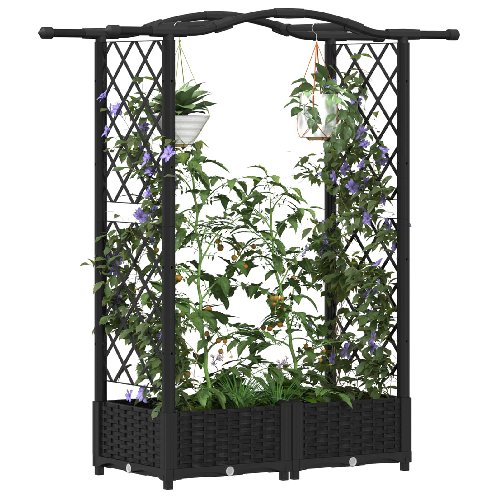 Cama elevada com treliça e telhado preto 124 x 40 x 123 cm PP