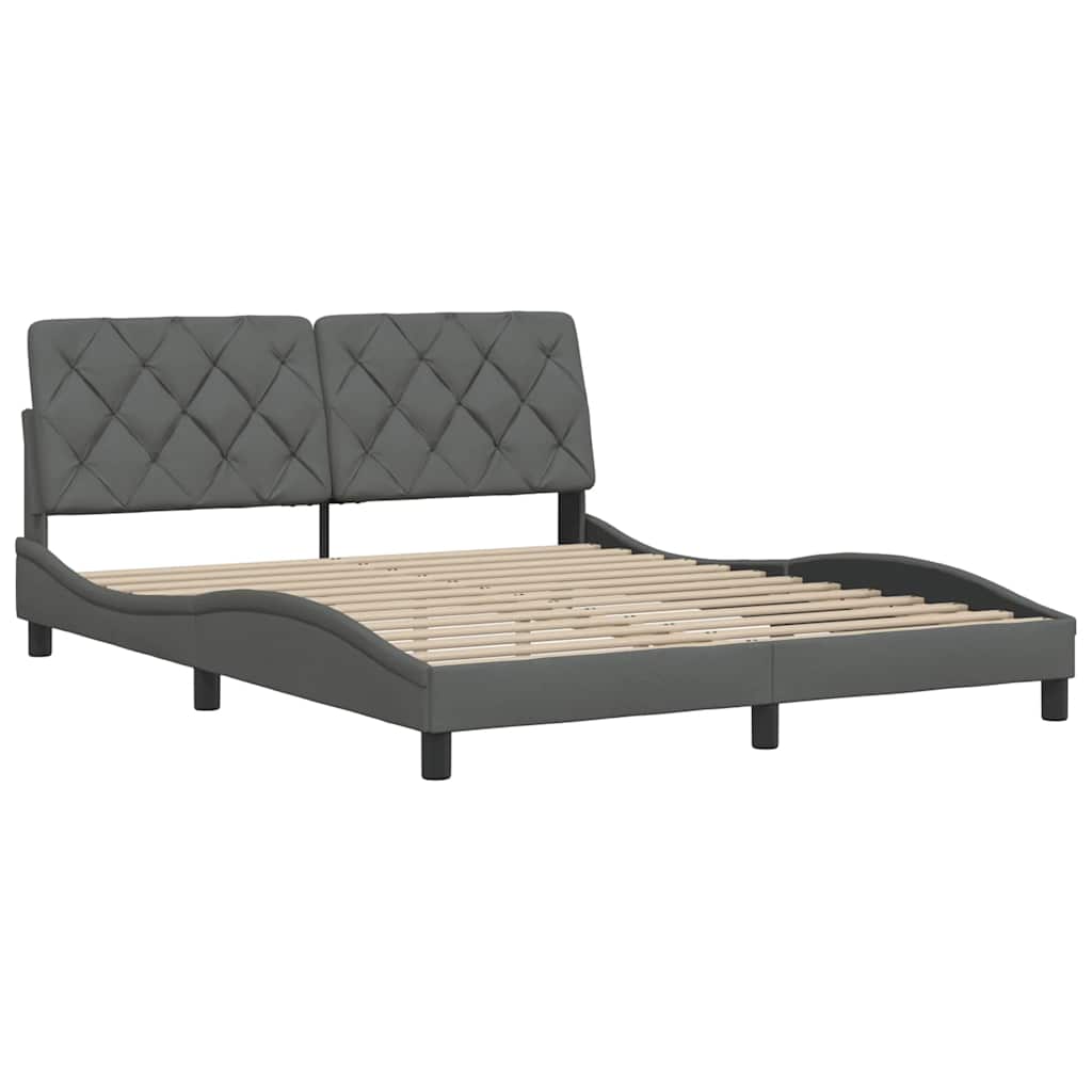 Estrutura de cama sem colchão 160x200 cm tecido cinzento-escuro