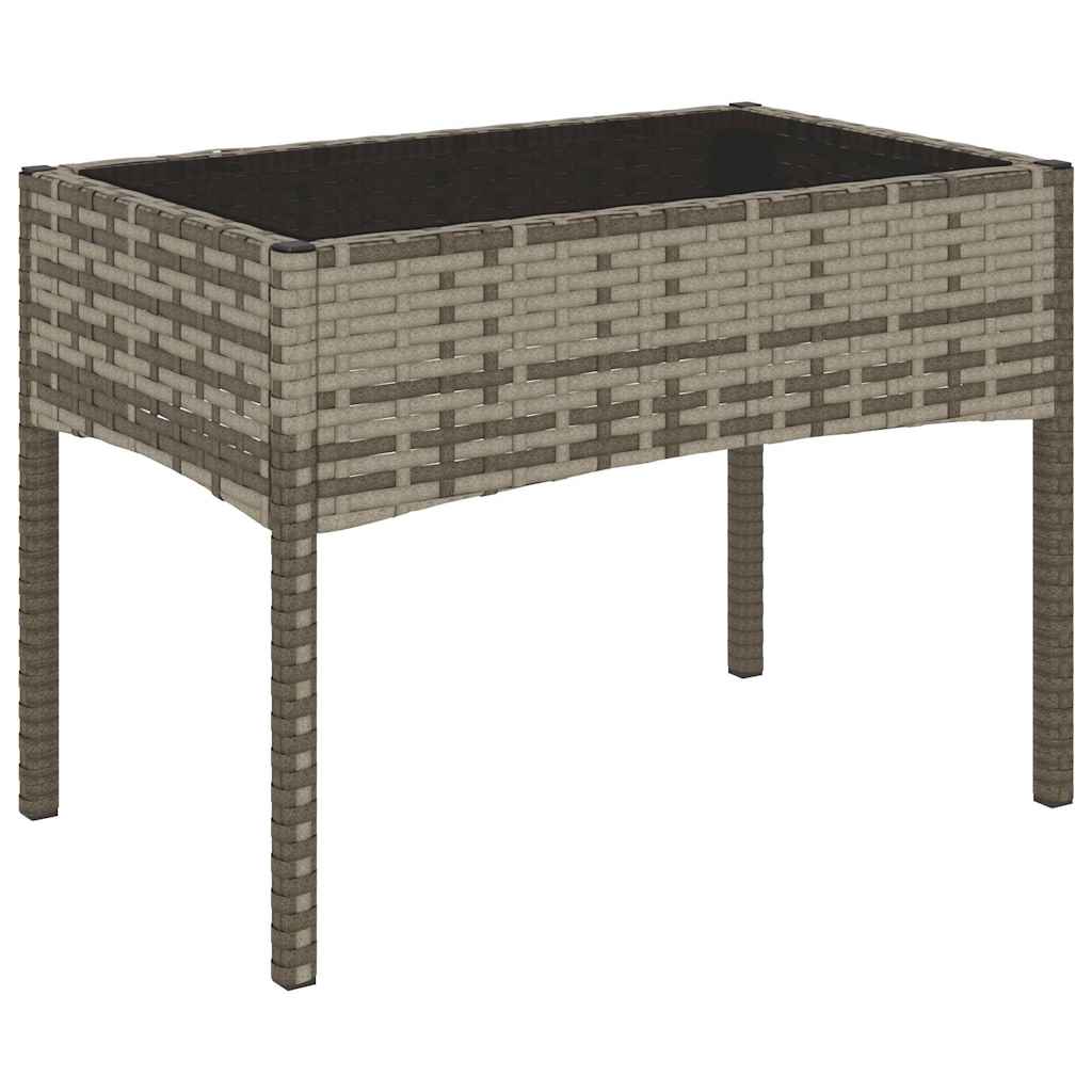4 Pcs conjunto lounge de jardim c/ almofadões vime PE cinzento