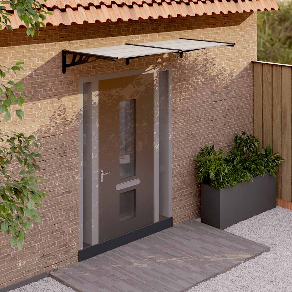 Toldo para porta 199x90 cm policarbonato preto/transparente