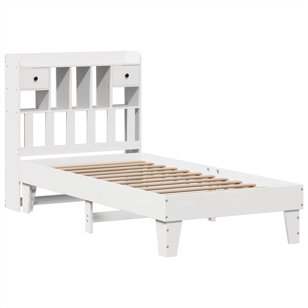Cama sem colchão 90x200 cm madeira de pinho maciça branco