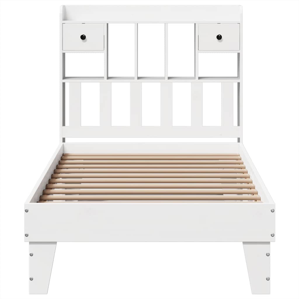 Cama sem colchão 90x200 cm madeira de pinho maciça branco