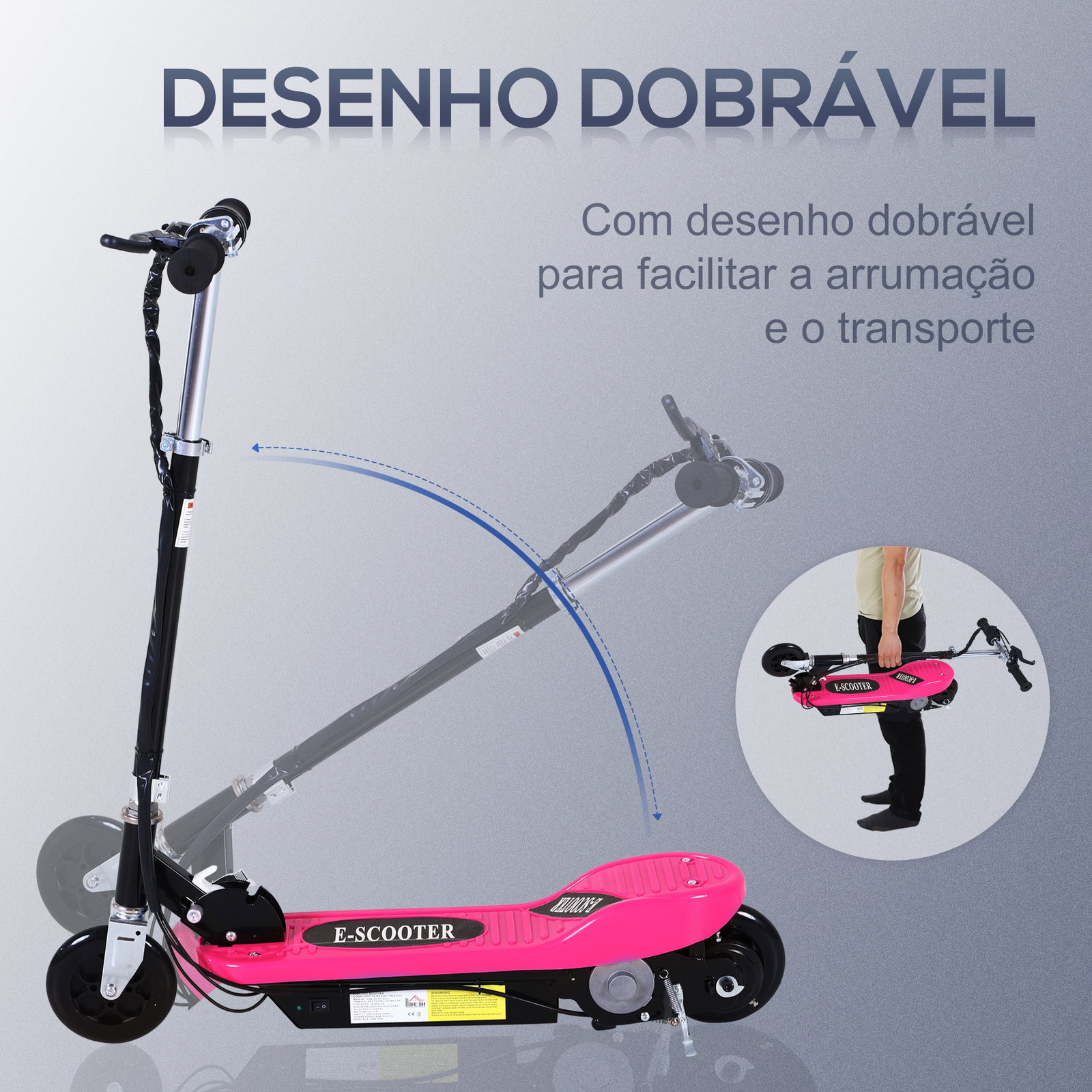 Trotinete Elétrica Dobrável para Crianças e Adolescentes acima de 7 Anos Velocidade de 10km/h Trotinete Elétrica com Guiador Aju