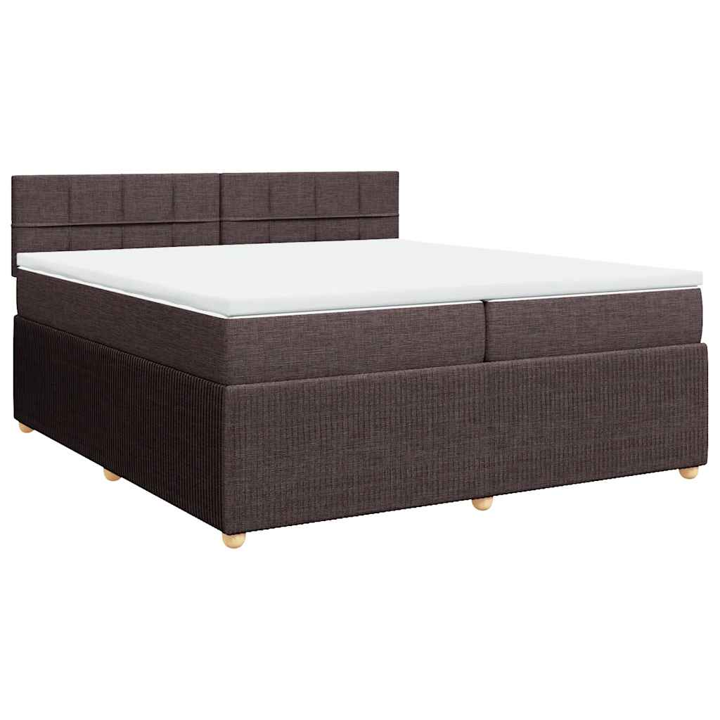 Cama com molas/colchão 200x200 cm tecido castanho-escuro