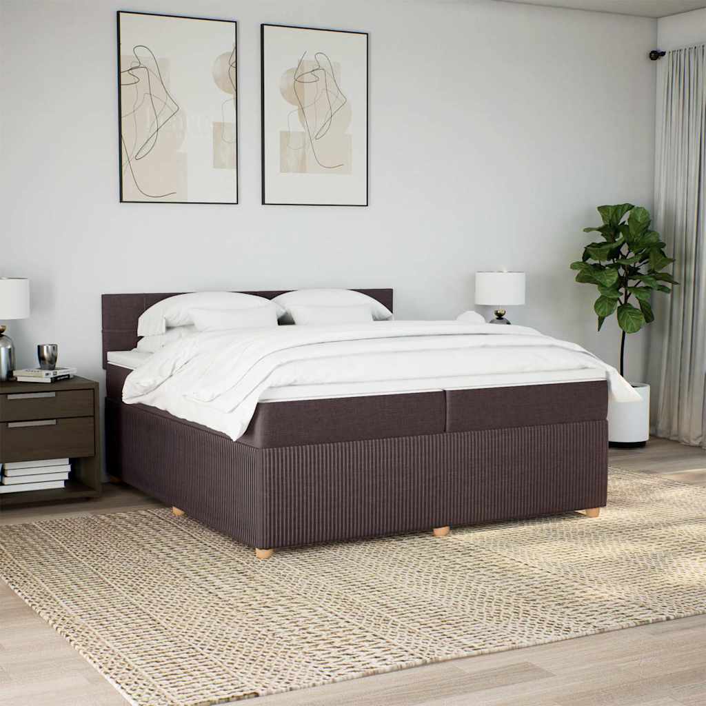 Cama com molas/colchão 200x200 cm tecido castanho-escuro