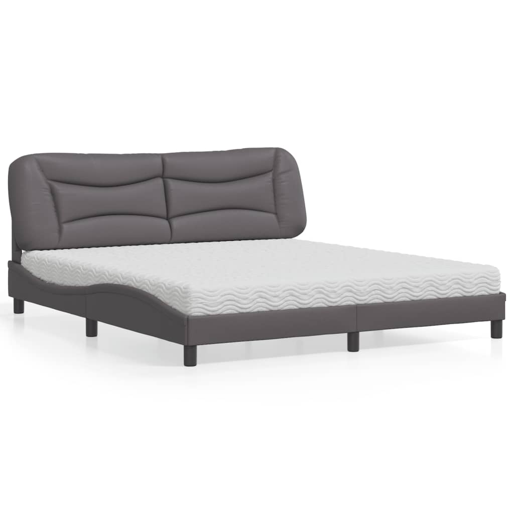 Cama com colchão hvar 180x200 cm couro artificial cinza