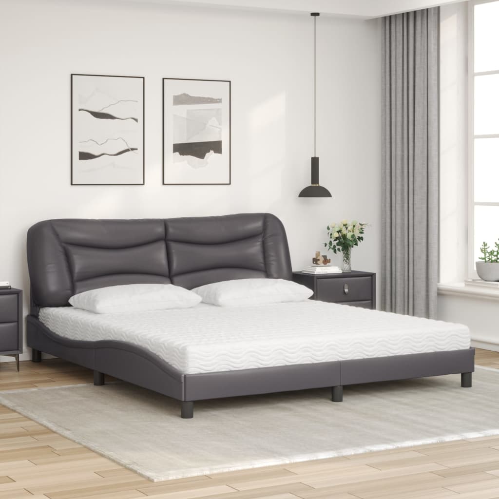 Cama com colchão hvar 180x200 cm couro artificial cinza