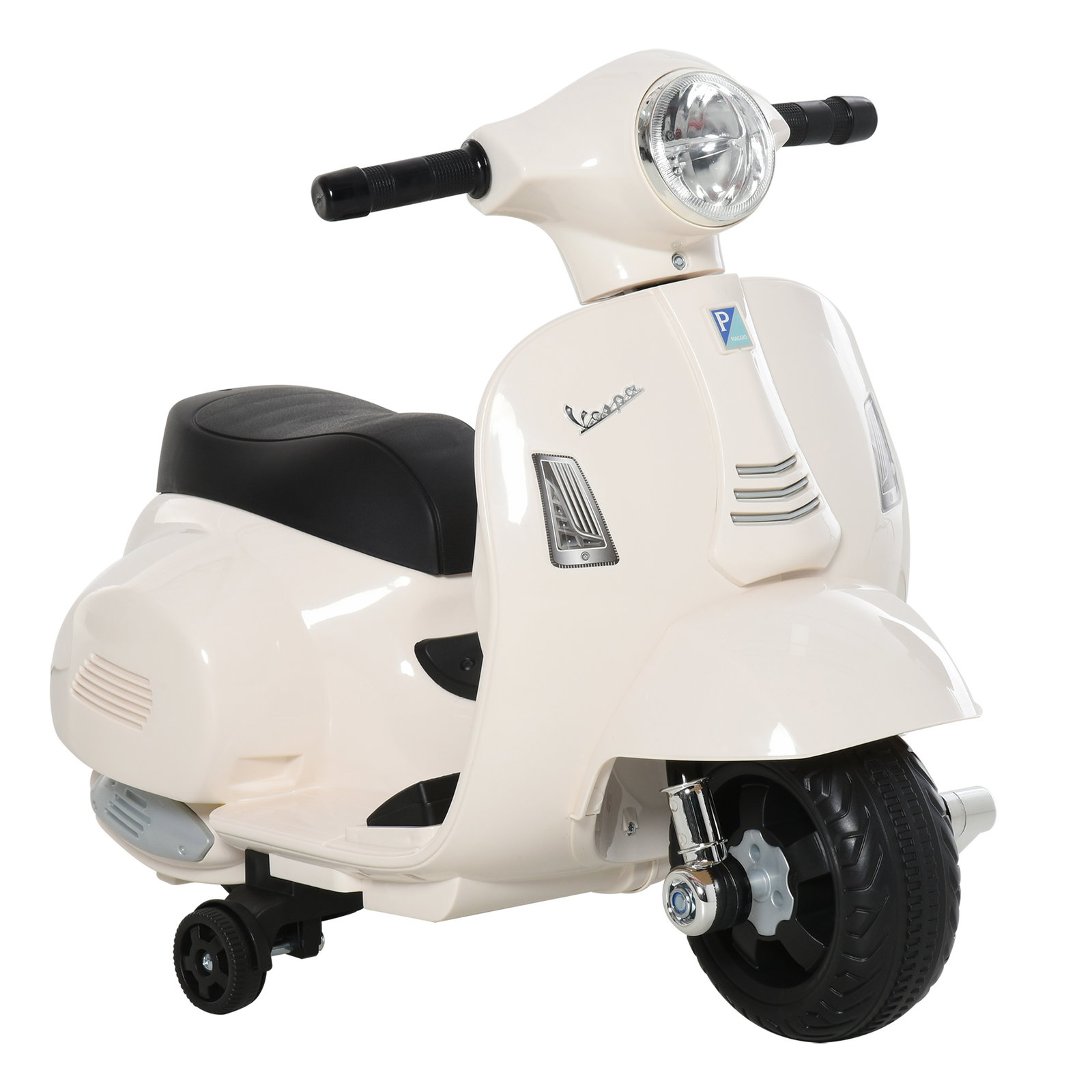 Mota Elétrica Vespa para Crianças com Farol e Buzina 66,5x38x52 cm Branco